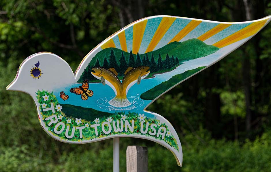 Cabin rentals Catskills in Livingston Manor — cozy creekside cabin surrounded by mountain foliage